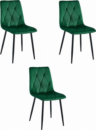 OEM Silla Libra - Terciopelo Verde Oscuro / Patas Negras X 3