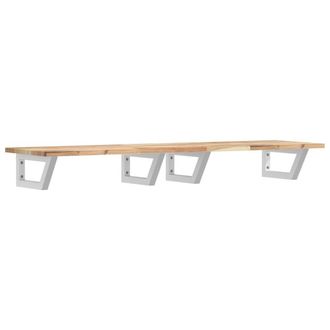 Berkfield Home Basin Shelf Wall Mounted Steel & Solid Wood Acacia in Brown