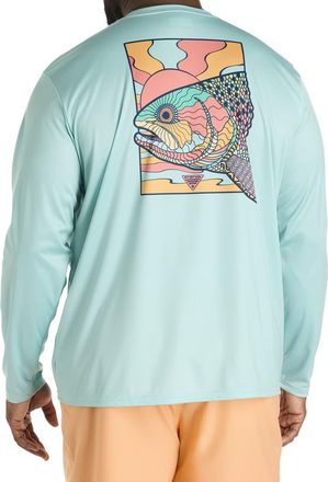 Columbia Big & Tall PFG Terminal Tackle Fish Shine Long-Sleeve T-Shirt in Spray at Nordstrom, Size 2X Big