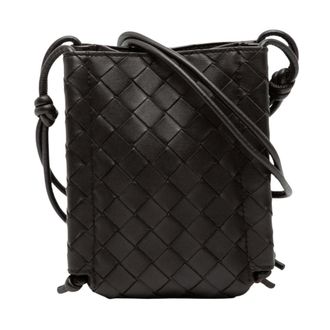 Bottega Veneta Pre-owned Cross Body Bags, female, Brown, Size: ONE SIZE Pre-owned Woven Leather Pouch