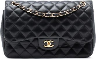 Chanel Borsa a spalla Classic Double Flap Jumbo in pelle di agnello 2014 - Nero