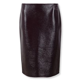 Courr&egrave;ges Falda midi de vinilo con parche de logo - Skirts - Mujer - Marr&oacute;n - S
