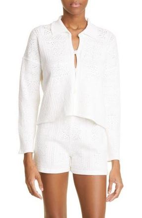 Club Monaco Pointelle Crop Sweater in White at Nordstrom Rack, Size Medium