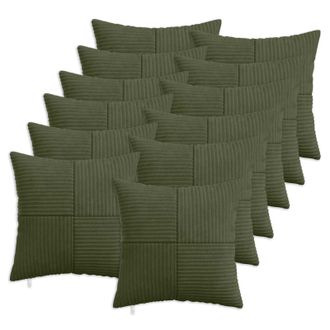 vidaXL Federa 12 Pcs Almelo Verde 45 X 45 Cm Corduroy Vidaxl