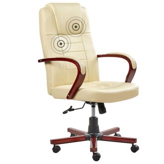 Beliani Beliani - Silla De Masaje De Piel Beige Giratoria Con Altura Ajustable Y Ruedas Para Oficina Moderna Ergon&oacute;mica Diamond