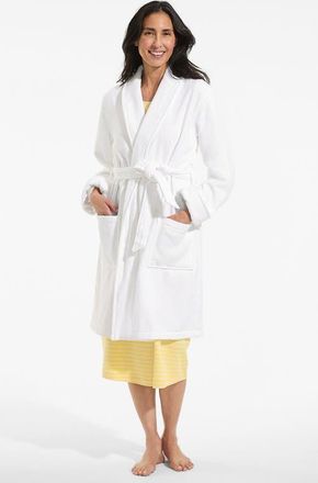 Lands End Cotton Terry Knee Length Spa Bath Robe in White at Nordstrom, Size X-Large P