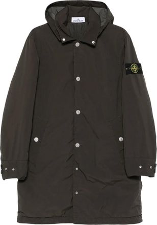 Stone Island Cappotto con bottoni e cappuccio - Grigio