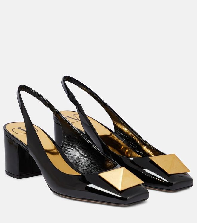 One Stud patent leather slingback pumps