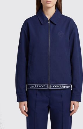 Casablanca Giacca a camicia corta in misto lana con logo a contrasto