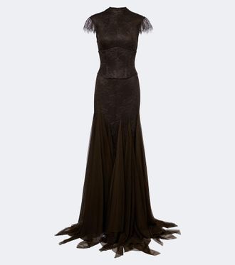 De La Vali Zephyra lace and tulle gown