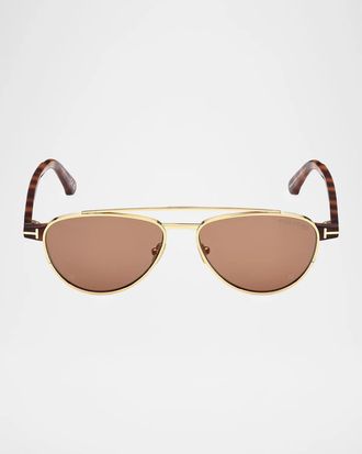 Tom Ford Men & apos;s Anthony-02 Metal Aviator Sunglasses