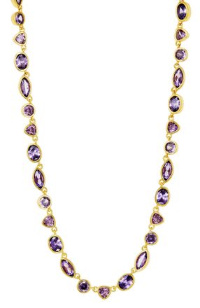 Savvy Cie Jewels GOLD PLATES BEZEL SET MIXED SHAPE WHITE CZ NECKLACE