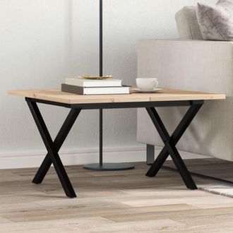 vidaXL Vidaxl - Mesa De Centro Marco X Madera Maciza Pino Y Acero 60x60x40 Cm