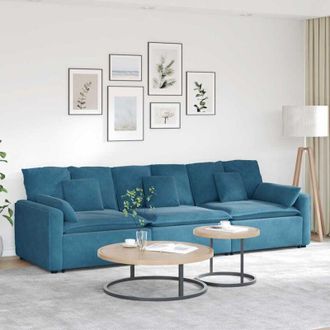 vidaXL Vidaxl - Divano Modulare con Cuscini Blu