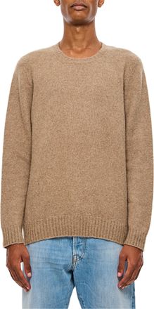 Drumohr Beige Crewneck Knit Sweater With Ribbed Finishes