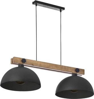 Luminosa Light Designs TK Oslo L&aacute;mpara colgante de techo Dome Bar de pino, color negro, 2 bombillas E27
