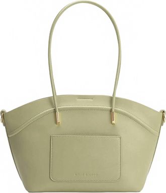 Melie Bianco Womens Recycled Vegan Leather Tote Bag In Hazel Mint