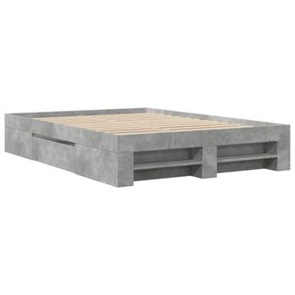 Berkfield Home Durable Bed Frame without Mattress Concrete Grey 135x190cm Engine | Size: 135x190 cm