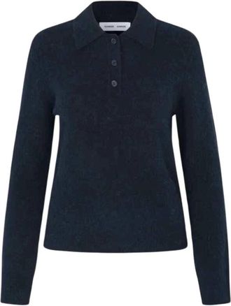 Sams&oslash;e & Sams&oslash;e Sanoura LS Polo - Dames - Polos - Blauw - XS - Wol - Tops