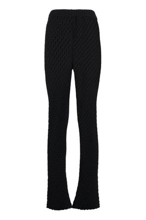 Alanui Womens Flared Knitted Trousers Black Acrylic