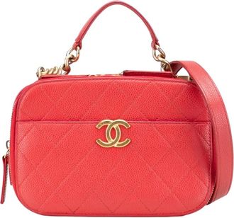 Chanel Pre-owned Elegante Gevulde Leren Vanity Case Handtas - Dames - Vintage Handtas - Rood - ONE Size - Leer - Vintage