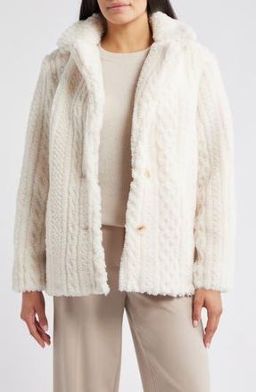 Bernardo Cable High Pile Fleece Jacket in Cream at Nordstrom Rack, Size Small