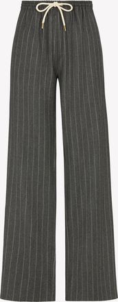 Serena Bute Cashmere Blend Slim Leg Jogger - Dark Grey Pinstripe