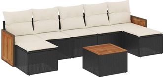 vidaXL Set De Sof&aacute;s De Jard&iacute;n 8 Piezas Y Cojines Rat&aacute;n Sint&eacute;tico Negro Vidaxl