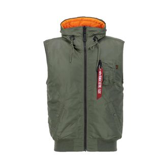 Alpha Industries Hooded Ma-1 Vest in Sage Green - Heren - Bodywarmers - Groen - M - Polyester - Jassen