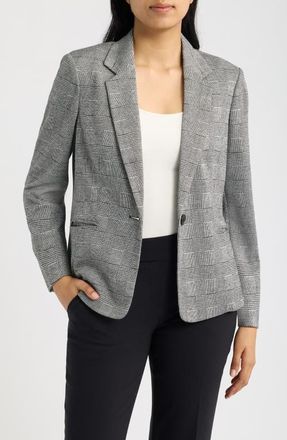 Anne Klein One-Button Blazer in Anne Black/white Dove at Nordstrom, Size X-Large
