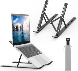 OEM Soporte Ajustable Para Port&aacute;til - Soporte Port&aacute;til Con 6 Ajustes De &Aacute;ngulo - Apto Para Port&aacute;tiles Y Tabletas De 10 A 17,3 - Negro