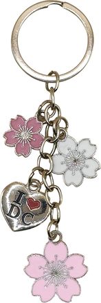 Generic Washington DC Cherry Metal Charm Keychain, Silver/Gold, Metal, Cherry Theme, Bag Hanger Ring, Cherry Blossom Charm - Silver Tone, 4.75