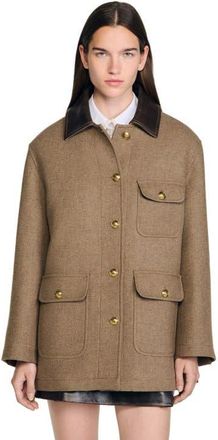 Sandro Tweed coat in Caramel at Nordstrom, Size X-Small