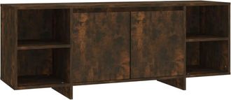 Berkfield Home TV Cabinet Smoked Oak 130x35x50 cm Engineered Wood in Brown | Size: 130 x 35 x 50 cm