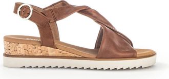 Gabor Cognac Leren Sandalen met Kruisbandjes - Dames - Sleehakken - Bruin - 43 EU - Leer - Schoenen