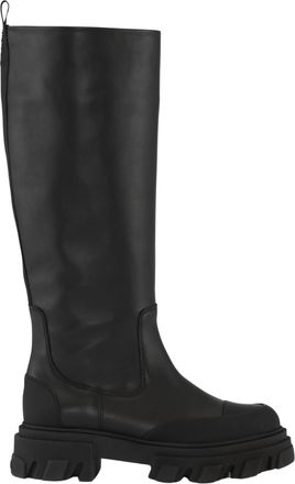Ganni Womens Cleated High Tubular Boots In Black