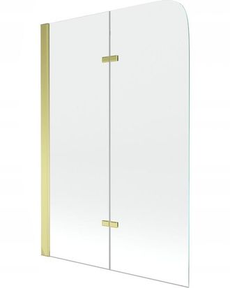 Desconocido Desconocido - Mampara De Ba&ntilde;era 2 Hojas Vidrio Transparente, 80x140 Cm, Perfil Dorado