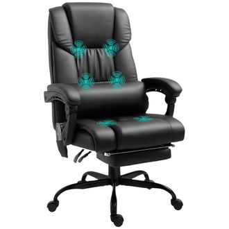 OEM Silla De Oficina Con Masaje De 6 Puntos Respaldo Alto Reclinable Altura Ajustable Reposapi&eacute;s Y Mando A Distancia Negro