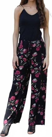 Angie Floral Tassel Pants In Black