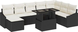 vidaXL Vidaxl - Garden Sofa Set with Cushion 9 pcs Black and cream