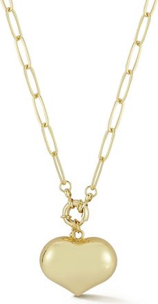 Chloe and Madison Puffy Heart Paperclip Chain Necklace in Gold at Nordstrom Rack