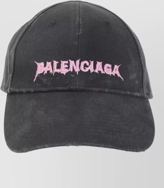 Balenciaga cotton cap curved brim distressed effect