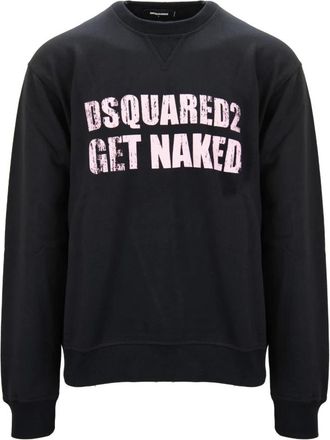 Dsquared2 Heren Pullover Sweatshirt met Merkprint - Heren - Sweatshirts - Zwart - 2XL - Katoen - Hoodies & sweatvesten