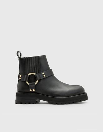 AllSaints Maddie - Stivali stile biker neri e ottone-Multicolore