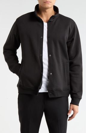 Kenneth Cole Snap Front Fleece Jacket in Black at Nordstrom Rack, Size X-Large