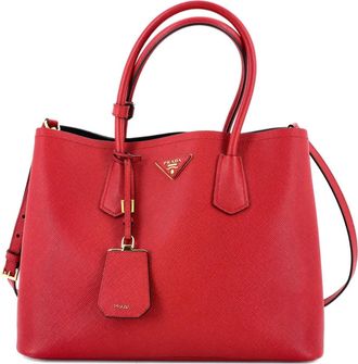 Prada Double Saffiano leren grote shopper - Rood