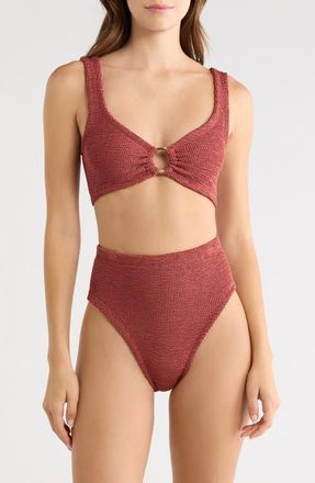 Hunza G Nadine Two-Piece Swimsuit in Metallic Rosewood at Nordstrom