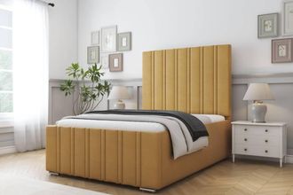 Comfort Beds Lorenzo Plush Bed Frame - 50 Upholstered Headboard in Mustard | Size: Single