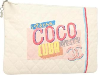 Chanel Pre-owned Canvas clutches - Dames - Vintage Clutch - Wit - ONE Size - Vintage