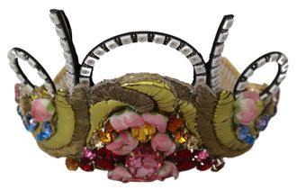 Dolce & Gabbana Womens Gold Brass Floral Crystals Led Lights Crown Tiara Diadem Accessory